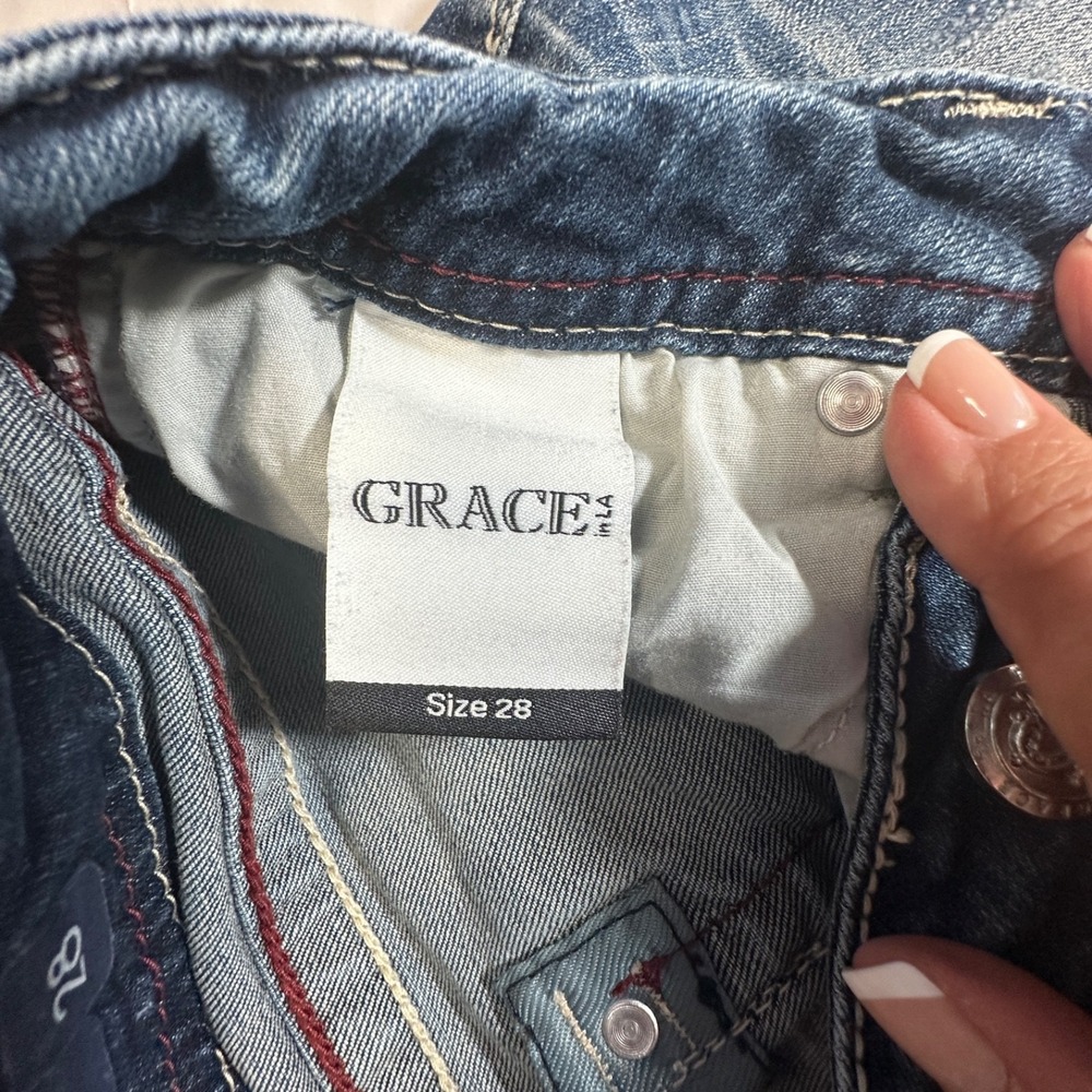 Grace In LA Shorts Womens Embellished Denim Low Rise Super Cute Size 28 - Picture 4 of 8